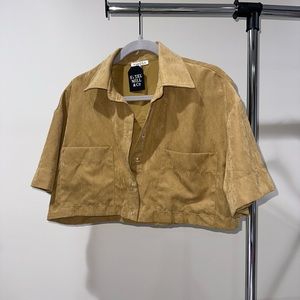 Boutique Cropped Suede button up